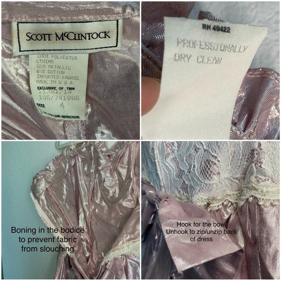 1980s Scott McClintock Metallic Pink & Lace Dress (A8) - Picture 12 of 14